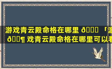 游戏青云殿命格在哪里 🐈 「游 🐶 戏青云殿命格在哪里可以看」